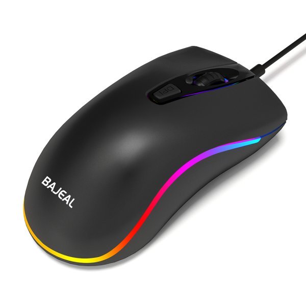 5шт. Проводная мышь для ноутбука, настольного компьютера BAJEAL D1 1600DPI с RGB подсветкой — изображение 2